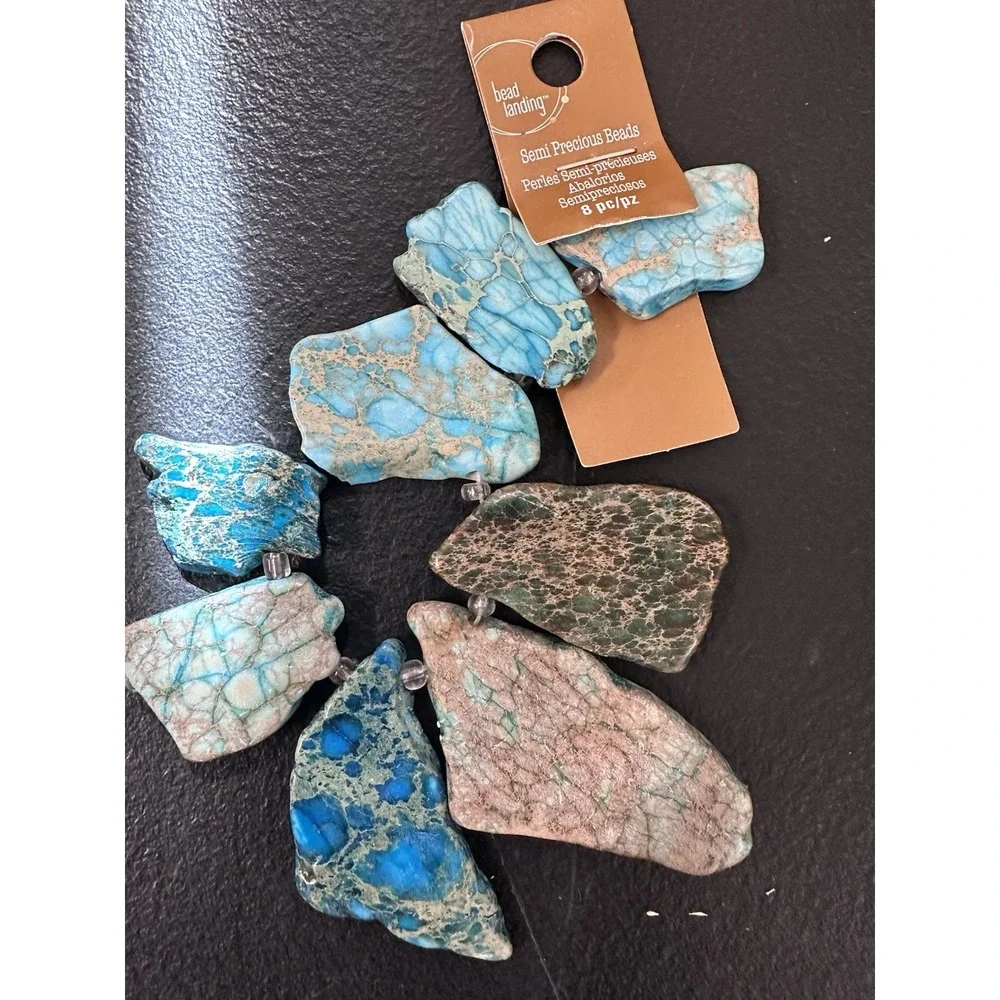Semi Precious Sliced Jasper Blue Lot Of 5
